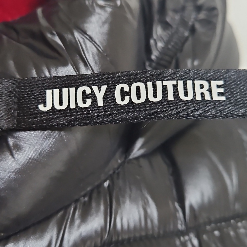 Juicy Couture Shiny Black Puffer Coat Size Medium - Picture 2 of 7